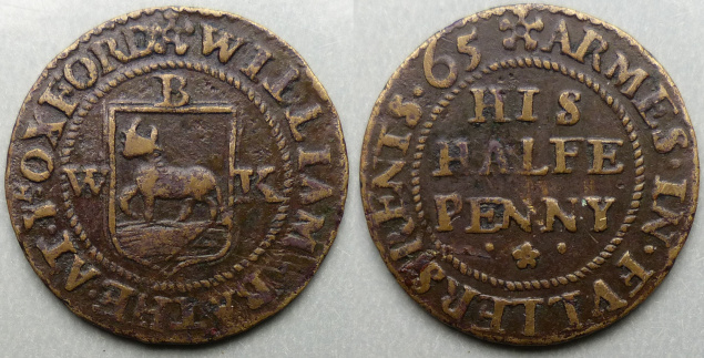 Fuller's Rents, William Bathe 1665 halfpenny, Oxford Arms